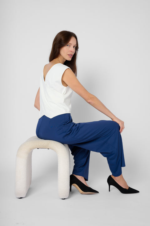 SKY Wide Leg Pants in Navy Blue