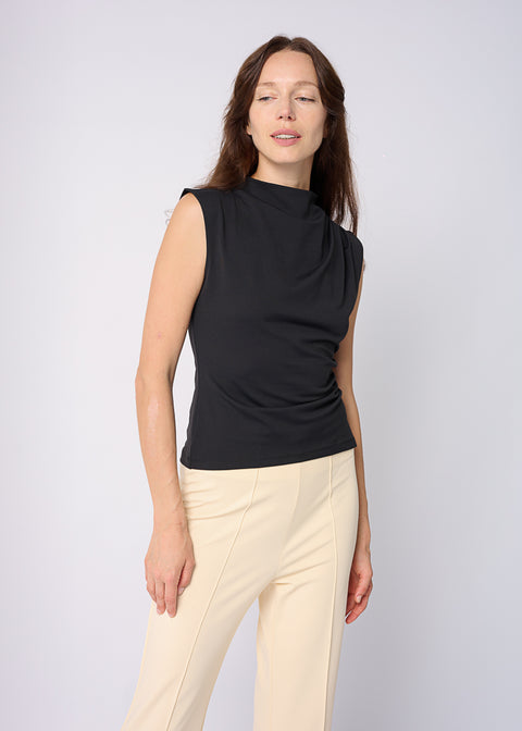 MONA Mock Neck Top in Black