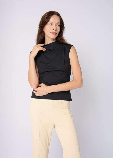 MONA Mock Neck Top in Black