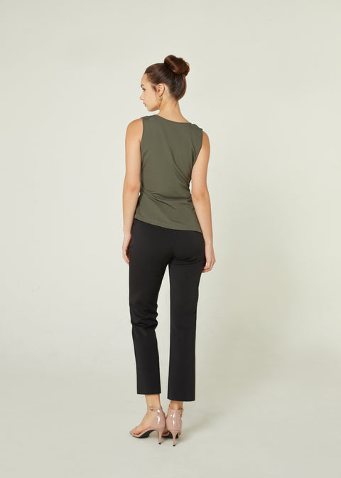 Backview of EDGE Top in Cactus by As Intended a Workleisure label