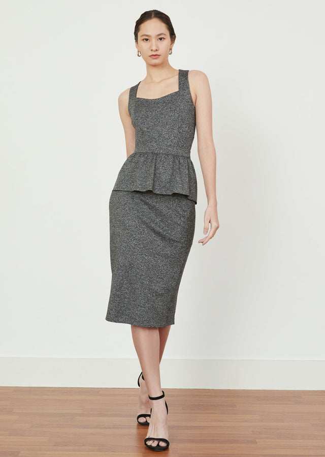 AEDA Detachable Peplum Dress in Heather Grey by As Intended a Workleisure label