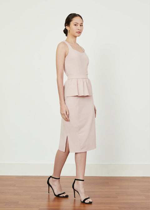 AEDA Detachable Peplum Dress in Pink by As Intended a Workleisure label