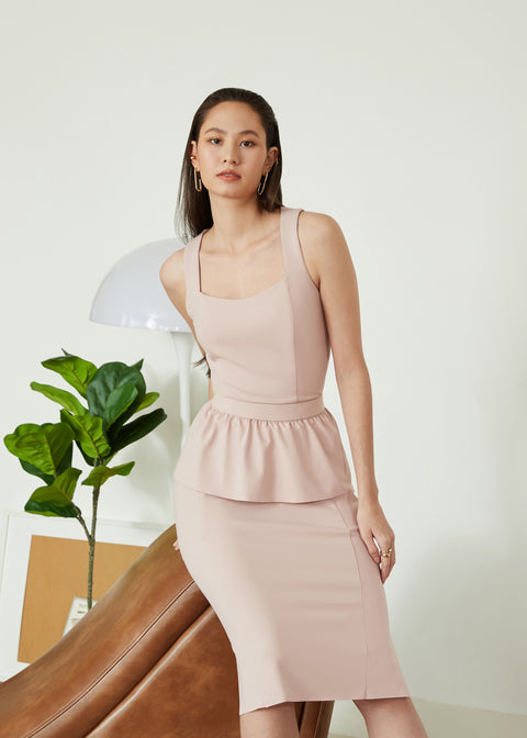 AEDA Detachable Peplum Dress in Pink by As Intended a Workleisure label